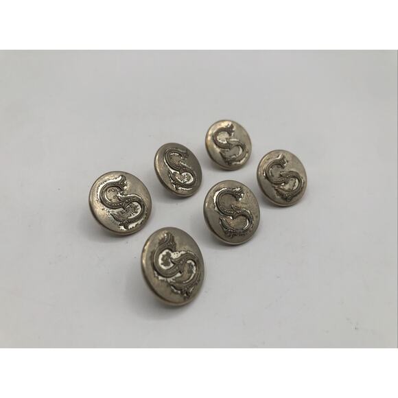 Rare Vintage England Silver Tone Uniform Cuff Button 5/8" - Set of 6 - Picture 2 of 5